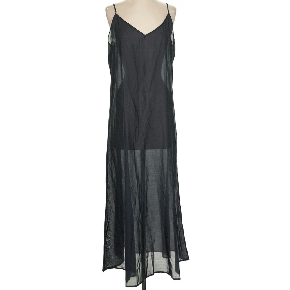 Anaak Gauze Slip Dress Size 2 Medium‎ Black Midi Lagenlook Oversized